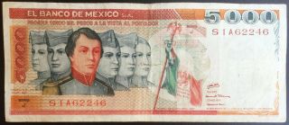 Mexico 1980 $5000 Pesos Cadets Serie J (s1a62246) Note