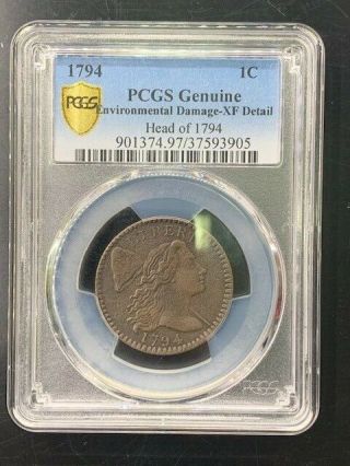Pcgs Xf Detail 1794 Flowing Hair Large Cent Retail $5250