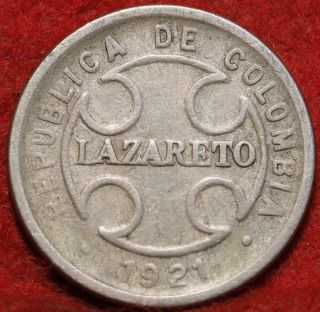 1921 Colombia Leper Colony 2 Centavos Clad Foreign Coin