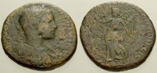 039.  Roman Bronze Coin.  Elagabalus.  Ae - 25.  Moesia Inferior.  Nike.  Fine