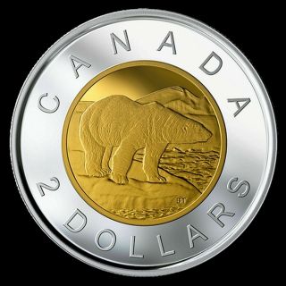 2019 Canada Classic Design Toonie $2 Proof Finish 99.  99 Silver Coin Gold Plated