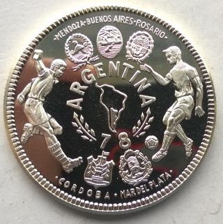 Equatorial Guinea 1979 Argentina Soccer 2000 Ekuele Silver Coin,  Proof