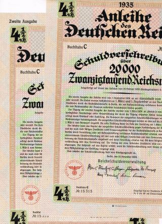 Set 2 Deutsches Reich,  Berlin 1935,  20.  000 Reichsmark,  Vf