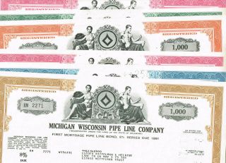 Set 6 Michigan Wisconsin Pipe Line Co. ,  1970 - 80s,  Last Set,  Vf