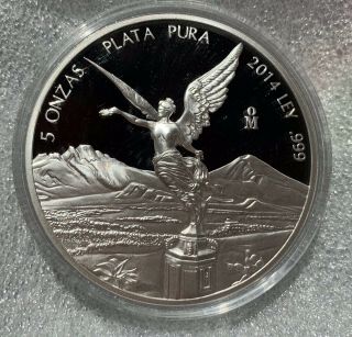 2014 5 Oz Silver Libertad Proof " Treasure Coin Of Mexico™ " Rare Only 800