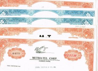 Set 5 Metro - Tel Corp. ,  1960 - 70s,  Last Set,  Vf