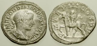 005.  Roman Silver Coin.  Gordian Iii.  Ar Denarius.  Rome.  Horseman.  Vf