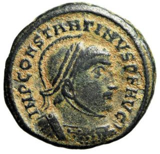 Heroic Portrait Constantine I The Great Coin " Helmeted " Certified Good Quality