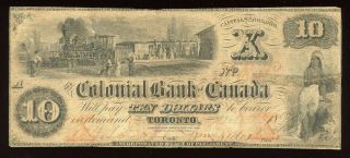 1859 Colonial Bank Of Canada $10 -