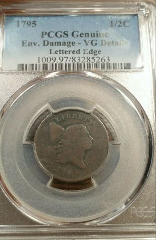 1795 Pcgs Vg Details Flowing Hair Liberty Cap Half Cent Lettered Edge 1/2c