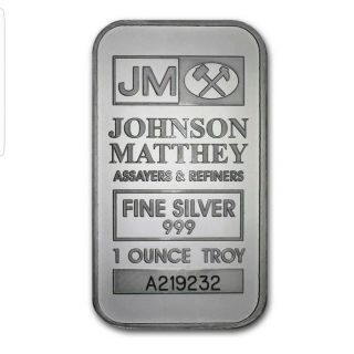 20 - 1 Oz Johnson Matthey Silver Bars.  999 Full Sheet With Serial Numbers
