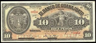 Mexico M - 351c¦bk - Gua - 13 (s - 290) Banco De Guanajuato $10 D,  30.  1.  1914 Abt.  Ef Error