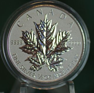 2013 Canada $4 Silver Maple Leaf 1/2 Oz Reverse Proof From Fractional Set