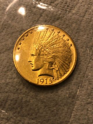 1915 $10 Ten Dollar Indian Head Gold Eagle Coin