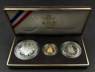 1989 $5 Gold $1 Silver & 50c Half Dollar Congressional 3 Coin Us Proof Set