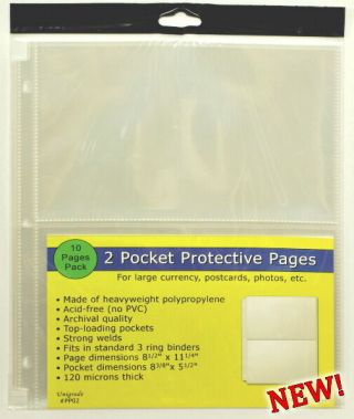 30 Pages (three Packs) Of Unigrade 2 Pocket Pages For Large Currency