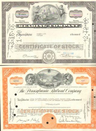 Monopoly Railroads Reading B&o Pennsylvania Set Of 3 Stock Certificate