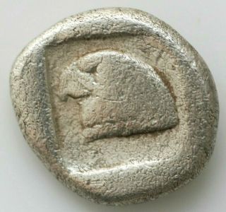 Greek Coins Thrace.  Abdera.  Ar 0.  60gr.  Obol (circa 475 - 450 Bc).  Obv: Griffin Sitt