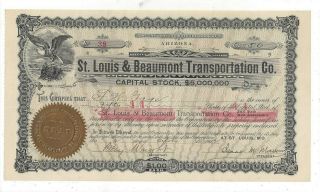 Stk - St.  Louis & Beaumont Transportation Co.  1902 St.  Louis,  Mo Moved Oil ?