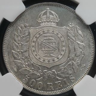 1868 Brazil 500 Reis,  NGC MS 65,  silver coin. 5