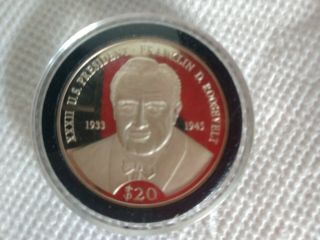2000 Republic Of Liberia $20 Theodore Roosevelt Coin.  999 Silver Uncirculated