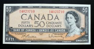 1954 Bank Of Canada $50 Dollars Modified Beattie & Rasminsky B/h Prefix Bc - 42b
