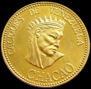 1957 Chacao Gold Venezuela 6 Grams Indian Chieftain Caciques Coin State