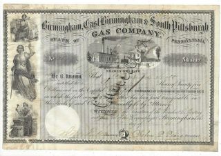 Stk - Birmingham,  East Birmingham & South Pittsburgh Gas Co.  1860 Pa Great Images