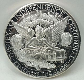 Texas Alamo 1986 Independence Centennial.  999 Silver Medal One Pound Round Ba313