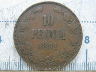 Russia/finland Copper 10 Penniä 1891