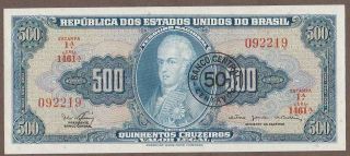 1967 Brazil 50 Centavo On 500 Cruzerio Note Unc