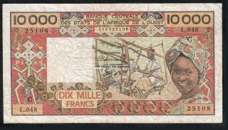 10000 Francs From West Africa Letter C