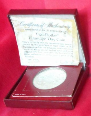 1976 Silver Bahamas Proof Two Dollar Coin W/case (ctl 719)
