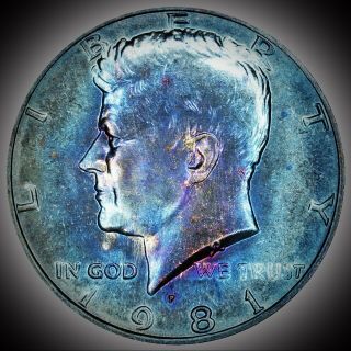 1981 P Half Dollars Kennedy Color Toned - Toning 5.  077
