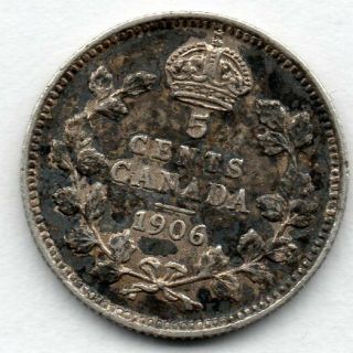 Canada 5 Cent 1906 (nickel) (92.  5 Silver) Coin