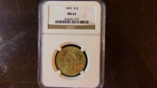 1899 Gold Liberty Head $10 Eagle Coin Ngc Ms 62