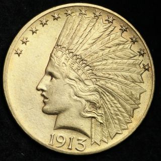 1913 Gold $5 Dollar Eagle Choice Au,  /unc E416 Afbm