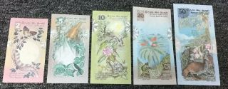 5 Gem Notes Central Bank Of Ceylon 2 - 5 - 10 - 20 & 50 Rupees,  1979 Crisp Uncirc