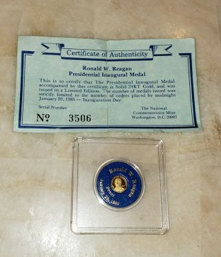 1985 RONALD W.  REAGAN 24K GOLD PROOF MEDAL /COIN LIMITED EDITION WITH 4