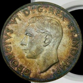 1939 Canada Georgivs Vi Silver Dollar Ngc Ms61 Toned Gem