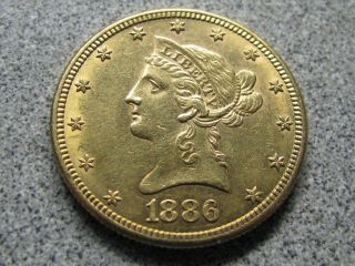 1886 - S $10 Liberty Gold Eagle - Bu