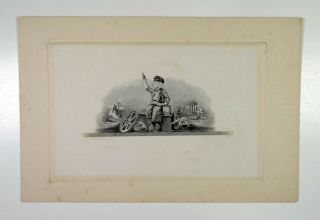 Abn Proof Vignette " Boy With Paintbrush " 1920 - 40s Intaglio Toning Black Abn
