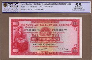Hong Kong: 100 Dollars Banknote,  (au Pcgs55),  P - 183c,  18.  03.  1971,