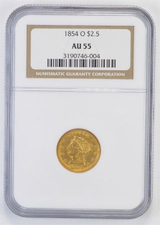 Au55 1854 - O $2.  50 Liberty Head Gold Quarter Eagle - Graded Ngc 4223