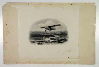 Abn Proof Vignette " Prop Plane Over Countryside " 1920 