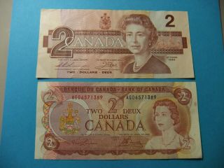 2 Bank Of Canada 2 Dollar Notes - 1974 And 1986 -