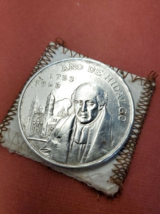 1953 Mexico 5 Peso 200 Anniversary Of The Birth Of Hidalgo Silver