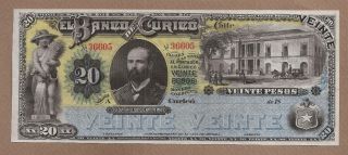 Chile: 20 Pesos Banknote,  (unc),  P - S220r,  1882,
