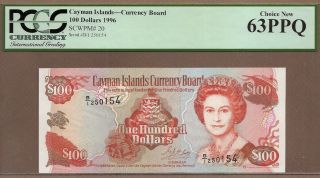 Cayman Islands: 100 Dollars Banknote,  (unc Pcgs63),  P - 20,  1996,