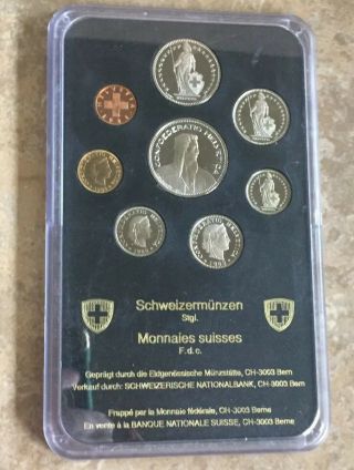 1988 Swiss Brilliant Uncirculated 8 Coin Set Dr 03